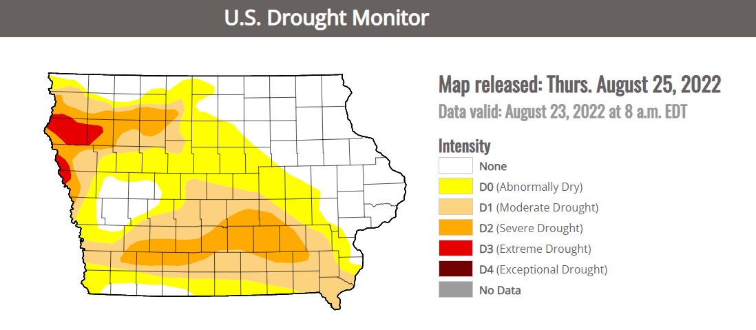 Iowa Drought Map 8 25 